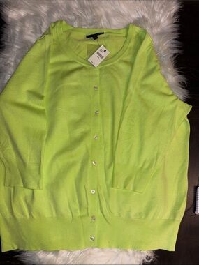 Lane Bryant Neon Lime Button Cardigan